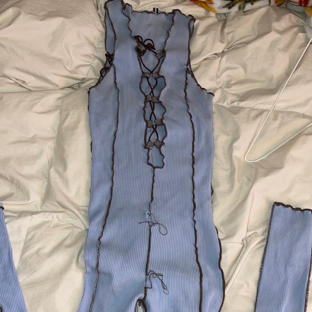 Fashion nova lace up jumpsuit